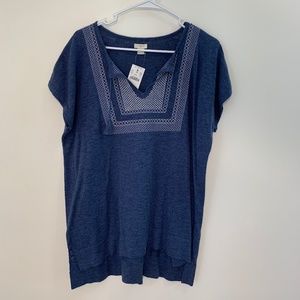 J. Crew Embroidered Tassel Sweater Blue NWT